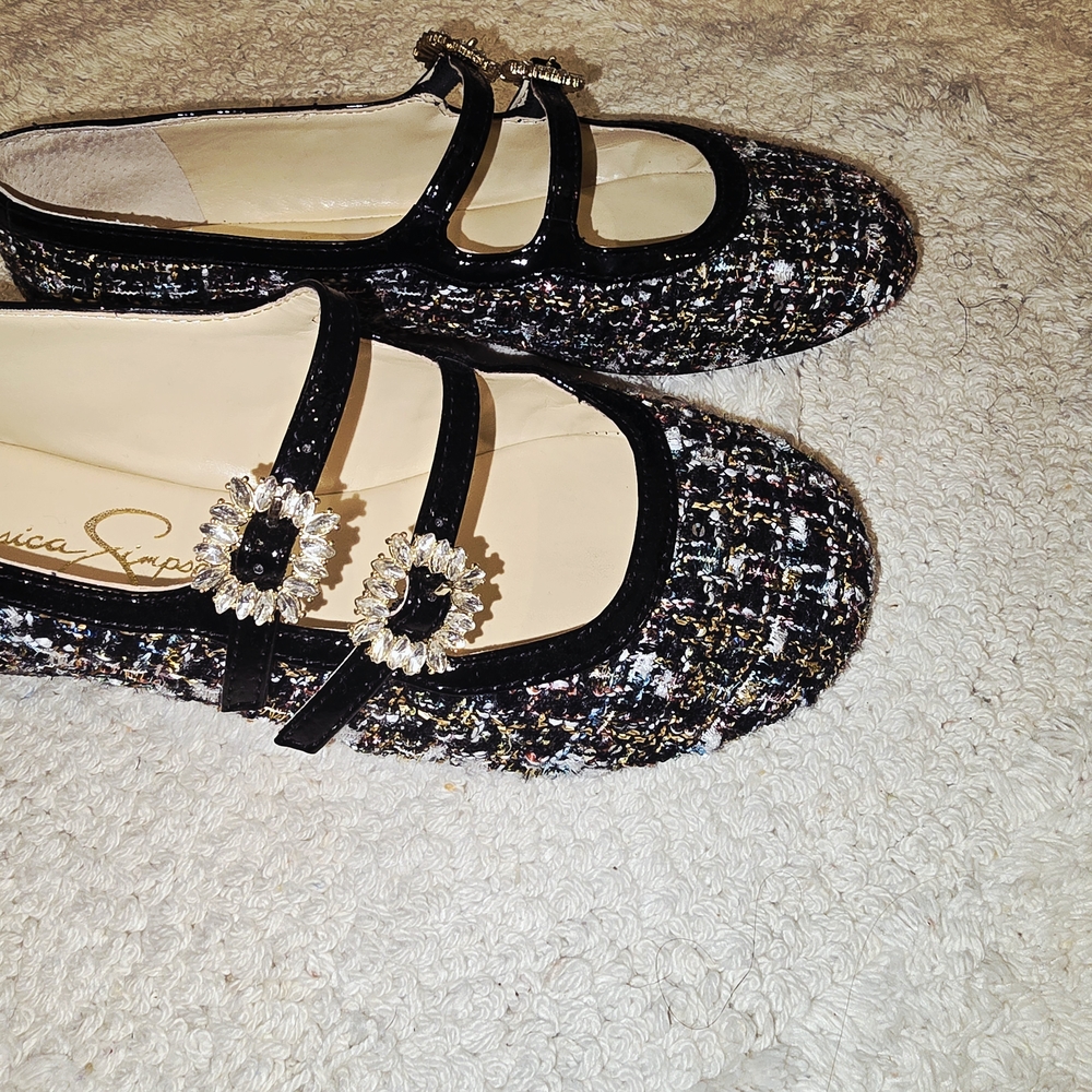 Jessica Simpson Elegant Black Tweed Women's Flat Shoes - Picture 4 of 6